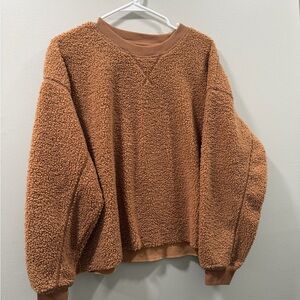 American eagle crewneck Cozy Teddy Fleece Pullover - Caramel